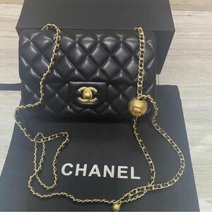 Chanel Black Quilted Crossbody with Gold Chain